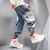 High Street Moda Mężczyźni Dżinsy Retro Niebieski Jakość Luźna Fit Szeroka Noga Baggy Spodnie Projektant Hip Hop Joggers Spodnie Cargo