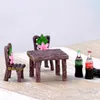 3 unids / set Mini Mesa Redonda de Madera Juego de Sillas Decoraciones de Jardín Adornos de Plantas en Maceta DIY Material Modelo Artesanía Musgo Terrario Micro Paisaje