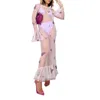 カジュアルドレス女性ビキニカバーアップ蝶のパターン付き長袖ドレス甘いスタイルの夏の服s/m/l/xl