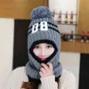 Ruhao tampa pai pai super morna inverno balaclava lã gorro de malha chapéu e lenço para 4-12 anos menina menino menino 211119