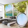 3Dモダンな壁画壁紙グリーンブドウフレームプロムナード美しい風景リビングルーム寝室のインテリア家の装飾絵画の壁紙