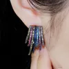 Bracelet Cwwzircons Mode Multicolore Micro Pave Cz Pierre Géométrique Demi-Rond Cercle Boucles D'oreilles pour Femmes Noir Or Couleur Cz4644112