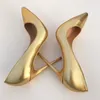 Silver Pointed Toe High Heels 12cm Pumpar Shoes Prom Wedding Shoes Brand Designer Stiletto Shallow Gold Plus Size YG018 CHENSIR9