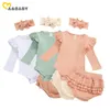 MaBaby 0-18M, conjunto de ropa de punto para niñas recién nacidas, Pelele de manga larga suave con volantes, pantalones cortos, bombachos, trajes de Otoño Invierno 210317