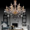 Candelabros de cristal europeos Entrada de lujo Comedor Salas de estar de cristal Minimalista moderno Villa Hall Lámparas de dormitorio