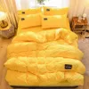 WOSTAR Solid flannel quilt cover winter warm single double queen king size bedding set luxury home textile ( No 2pc pillowcase ) 210706