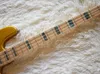 Högkvalitet-4 strängar som lyser guldelektrisk basgitarr med abaloninlägg, lönnfretboard, vit pärlemorled pickguard