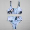 Marmorierung Tie-Dye Frauen Bikini Set 2 Stück Sexy Push Up Badeanzug Bademode Badeanzug Strandkleidung 210621