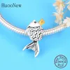 HuooNew Fit Original Pandora Charms Armband 925 Sterling Silber Fisch Mit Gold Farbe Crown Zirkonia Perlen Schmuck Berloque Geschenk Q0531