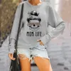 Momlife Letter Printing Crewneck Sweatshirt Fall Women Hoodies Fashion Leopard Glasses Skull Jumper Womens Clothing Tops 201126