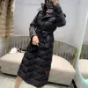 Jaqueta feminina preta puffer casaco de inverno parka casacos longos corta-vento ao ar livre grosso qualidade à prova de vento calor cintura agasalhos adequados para áreas de frio extremo 485