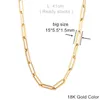 MICCI Stainls Steel Round Flat Rec Chain Choker Necklace Women 18k Gold Plated Paper Clip Paperclip Link Chain Necklac244I4422207