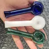 Colorful Pyrex Heat Resistant Thick Glass Pipe Spoon Shape Hand Crafts Odorless Pocket Fit Chunky Smoking Pipes For Oil Burner Smoking Accessories Wholesale