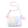 Schattige kinderen regenboog portemonnees en handtassen kawaii meisjes pluche crossbody tassen voor vrouwen eenhoorn faux bont kleine portemonnee dames munten tas