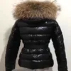 Women Wolf Fur Nylon Down Jacket Designer Lady Warm Hooded Snap Button Zip Closure Outwear Fashion Girl Stand Collar Padded Coat XS-3XL