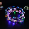 Flashing LED Strings Glow Flower Crown Headbands Light Party Rave Floral Hair Garland Luminous Wreath Wedding Flower Gift8588966