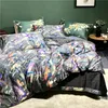 600tc egyptisk bomull blomma fågel digitala utskrift sängkläder uppsättningar 4pcs sängkläder duvet täcker uppsättning lyxiga sängkläder pillowcases #s 210317