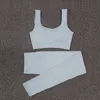 Yoga Roupas Mulheres Tracksuits Calças Colete Sports Bra Fitness Terno Sem Mangas Cintura Alta Cintura Hip Elevador Backless Tight Fit Color Sólido Rápido Secagem Rápida 6 Cores WMD