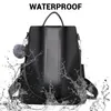 Outdoor Bags Women'S Waterproof Leather Backpack Security Anti-Theft Rucksack Lightweight Simple Travel College Student Schoolbag