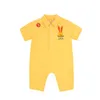 スーパーラブリー幼児男の子と女の子ロンパー韓国デザインファッションスタイリッシュな黄色いルーズプレイスーツベビーアウター210619