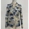 Haute qualité Mode Designer Blazer Jacket Femme's Lion Métal Touches Couleurs à double boutonnage Peinture Jacquard 211006