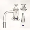 Quarz-Spinner-Banger-Set Smoke mit tiefem Schnitzmuster auf der Schüssel + 1 Glas-Terp-Perle + Vergaserkappe + Kegel für Dab-Rig-Wasser
