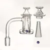 Quartz Spinner Banger Set Rök med djupt snidningsmönster på skålen + 1 glas TERP PEARL + CARB CAP + CONE för DAB RIG vatten