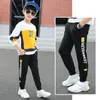 For Kids Girls Cargo Pure Color Trousers Pocket Loose Sport High Waist Elastic Children Casual Running Pants 210306