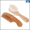 Bathroom Aessories Home & Gardenborn Baby Natural Wool Wooden Brush Comb Hair Infant Head Masr Portable Bath Aessory Set Drop Delivery 2021