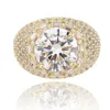 Hip Hop pierres bague bijoux plaqué or 18 carats mode hommes Zircon grands anneaux de diamant