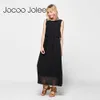 JOCOO JOLEE Women Elegant Chiffon Long Jurk Floor Length Empire Dress Ladies Boheemse stijl Mouwloze jurk 210619