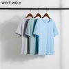 Wotcoy Summer Los Basic Tee Shirt Kobiety Dzianiny Bawełna Solidna koszulka O-Neck Casual Korean Tops Kobiet Harajuku 210720