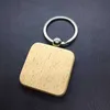 60pcs Blank Square Wooden Keychain Diy Key Tag Gift H0915