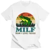 T-shirts voor heren MILF Man I Love Frogs Grappige Zeggende Kikker Amfibie Liefhebbers Vintage Unisex T-shirt Shirt Korte Mouw Katoenen T-shirt