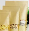 Gıda Nem Bariyer Çanta Paketleme Sızdırmazlık Kılıfı Kahverengi Kraft Kağıt Doypack Kılıfı Temizle Pencere ile 192 S2
