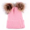 Double Fur Ball Cap Pom Poms Winter Warm Hat For Women Girl Knitted Beanies Crochet Brand Thick Female2567014