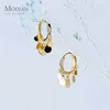 Arrive 925 Sterling Silver Round Small Disc Tassel Hoop Boucles d'oreilles pour les femmes Girl Party Daily Wear Fashion Fine Jewelry 210707