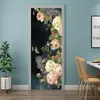 Other Decorative Stickers Vintage Beautiful Plant Flowers Painting 3D Door Sticker Self-adhesive Removable Living Room Bedroom Wallpap