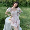 2021夏のレトロなピンクの花の王女のドレス女性のボディドレスx0521