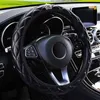 Leepee 3738Cm Diameter Pu Leather Crystal Crown Steering Covers Car Interior Accessories Steering Cover Car Styling J220808