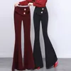 Spodnie Capris Slim High Waist Plus Size Black Mermaid Flare Pant Kobiety Dzikie Vintage Moda Styl Pantalones de Mujer 210610
