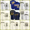 22 Christian Yelich Milwaukee Custom Brewers Baseball Jersey Robin Yount Lorenzo Cain Orlando Arcia Keston Hiura Josh Hader Woodruff Black