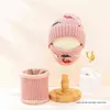 67JC 3 stks Baby Warm Winter Hoed Sjaal Gezichtsmasker Set Gebreide Dinosaur Jacquard Muts Mouth Cover Kit voor Kind