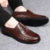 Sandals Men's Male Summer New Men Genuine Leather Breathable Casual Hollow Out Shoes Soft Bottom hole Slippers 220302