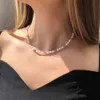 Moda Czeski Prosta Symulowana Pearl Choker Dla Kobiet Kreatywny Nasiona Koralik Krótki Clavicle Collar Wakacje Biżuteria