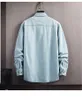 メンズデニムシャツファッションカジュアルスポーツピュア100％コットンレギュラージーンズシャツ男性ソリッドバルクチェストポケットフォーマルワークシャツ210609