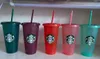 Starbucks mokken 24oz/710 ml plastic tuimelaar herbruikbaar helder drinken platte bodem kleurverandering met lip stroming magie koffiekopje