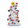 Venta al por mayor Pingüino de brillo de resina con árbol blanco Familia de 5 adornos navideños personalizados como fiesta navideña Decoración para el hogar Suministros de artesanía en miniatura