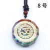 Retro Round Reiki Healing Stone Seven Chakra Orgone Energy Symbol Pendant Necklace Gravel Meditation Amulet Orgonite Crystal Necklaces