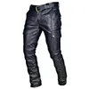 Motard Motocycle Long En Cuir Lâche Rue Style Steampunk Pantalon Rock Roll Long Pantalon Hommes Droit PU En Cuir Pants316c